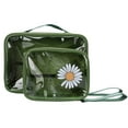 thumbnail image 3 of 2pcs Makeup Storage Bag PVC Transparent Toiletry Travel Cosmetic Bag Portable Makeup CaseGreen, 3 of 14