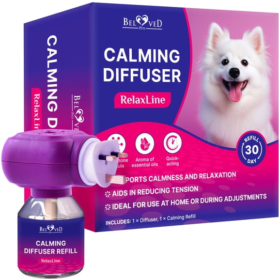 Calming Diffuser Kit for Dogs & Puppy - Pet Separation Anxiety Relief & Calm Pheromones Plug - Anti Stress Treatment Help with Fireworks, Aggression, Fighting & Other Problematic Behaviors