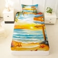 thumbnail image 3 of jejeloiu Watercolor Beach Signpost Twin Sheets,Starfish Seashell Bedding For Boys,Yellow Blue,3-Piece,1 Fitted Sheet and 1 Pillowcase, 3 of 6