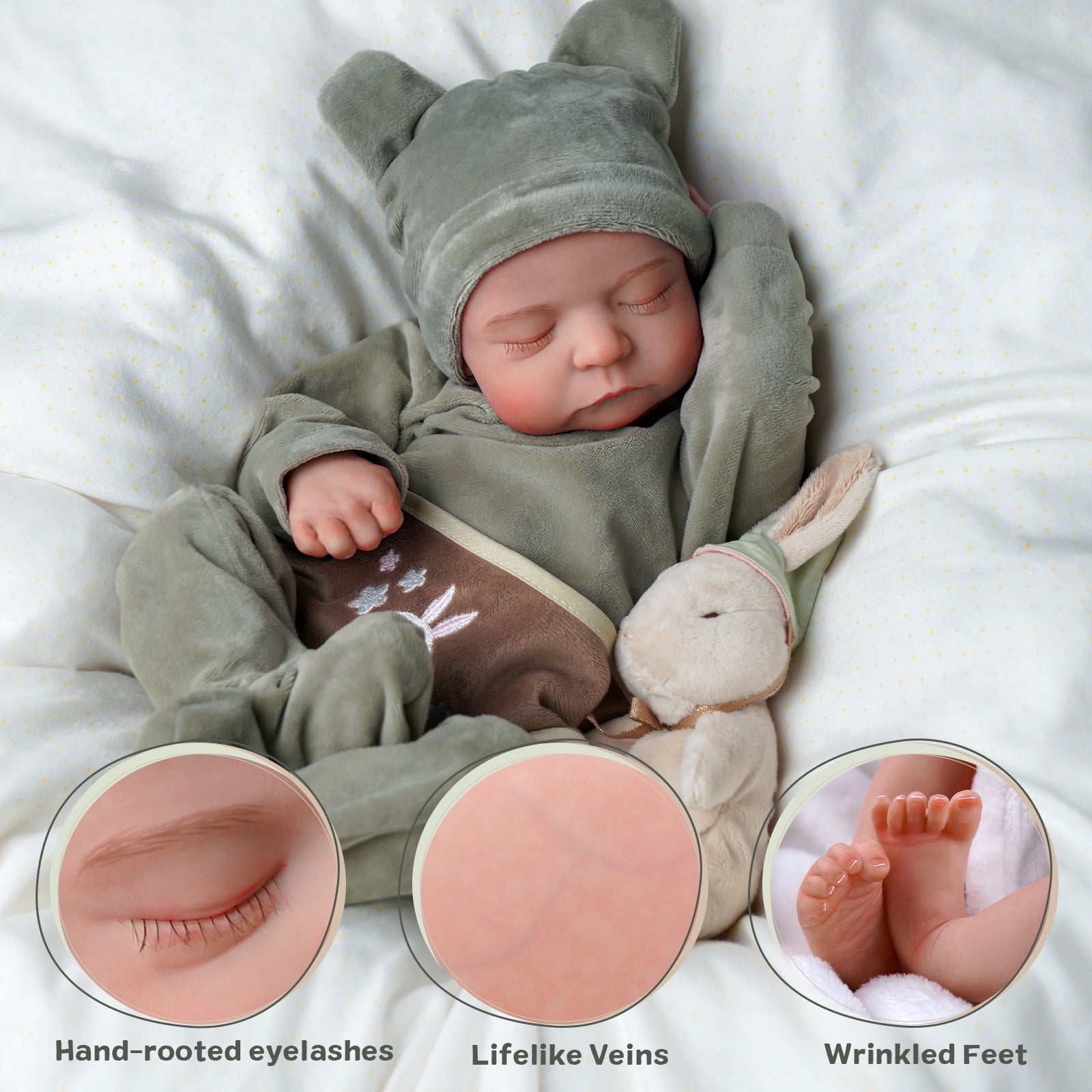 RSG Lifelike Reborn Baby Dolls - 17-Inch Soft Cloth Body Newborn Real Life Baby Dolls with Toy Accessories for Kids Age 3 +