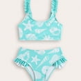 thumbnail image 6 of mgoYE Swimsuit for Girls Size 6 Toddler Girl Swimsuit Cute Pattern Swimwear Girls Beach Bathing Suit Two Pieces Bikini Set Summer(Sky Blue,3-4 Years), 6 of 8