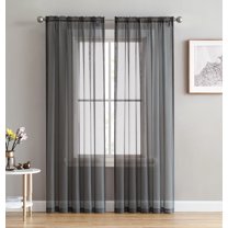 Rosnek Sheer Curtains Elegant Sheer Window Drapes Rod Pocket, Single Panel in Black