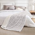 thumbnail image 6 of BEAUTEX Sherpa Fleece Throw Blanket for Kids Children Teens Young Girls or Adult for Sofa Couch Bed (50" x 60", Light Grey Stripe), 6 of 7
