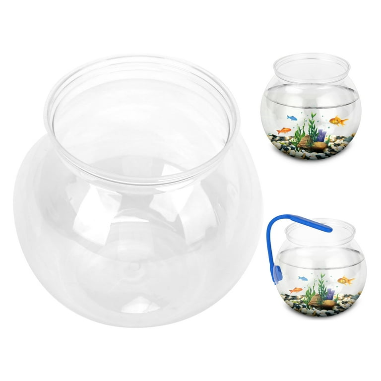 Ccdes Fish Tank Bowl,Plastic Fish Bowl,Mini Fish Tank Transparent Plastic  Impact Resistant Plastic Gallon Fish Bowl for Desk Bookshelf 