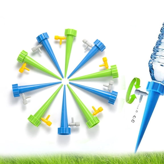 Naierhg 6Pcs Adjustable DIY Flow Drip Water Spikes Automatic Pot Plants Waterers Taper,Random Color