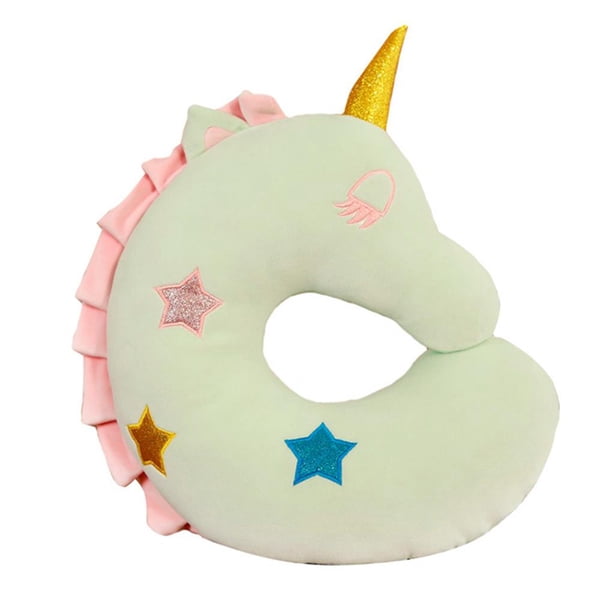 Sonducket Almohada de cuello de animales de dibujos animados estilo INS reposacabezas en forma de U hogar coche avión descanso para dormir Escalada Verde