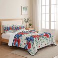 thumbnail image 5 of Queen Quilt Set 90''x96'', 4th of July Lightweight Summer Bedspread Coverlet Set with 2 Pillow Shams, Blue Red Stars Independence Day Rustic Breathable All Season Quilt Bedding for Bedroom/Guest Room, 5 of 9