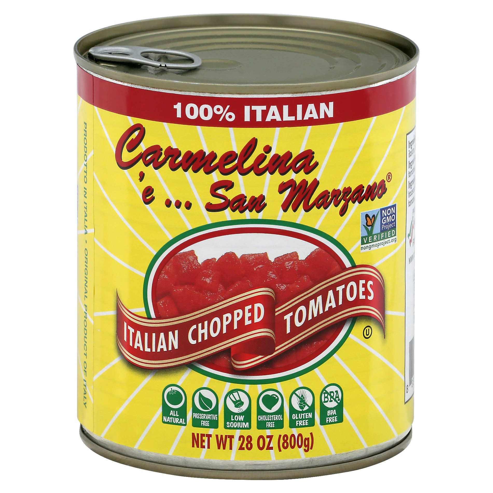 Carmelina San Marzano Chopped Italian Tomatoes In Puree 28 oz (Pack Of 12)