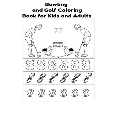 Bowling and Golf Coloring Book for Kids and Adults, (Paperback)