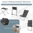 thumbnail image 5 of Spaco 5-Piece Patio Sling Chair Set with Comfortable Seat Cushions, Folding Lounge Chairs with Footrests and Coffee Table, Chair Set for Outdoor, Gray, 5 of 7