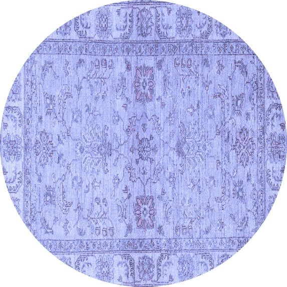 Ahgly Company Indoor Round Abstract Blue Modern Area Rugs, 8' Round