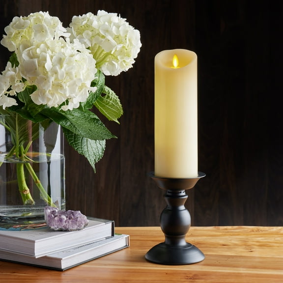 Luminara - Ivory Flameless Candle Pillar 2C - Scallop Top Vanilla Scented - 3.0" x 8.5"