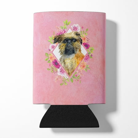

Carolines Treasures CK4123CC Brussels Griffon Pink Flowers Can or Bottle Hugger Can Hugger multicolor