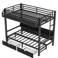 thumbnail image 5 of Aukfa Twin XL over Twin XL Metal Bunk Bed with Storage Drawers, Shelves, USB Ports & LED Lights, Convertible Bottom Sofa Bed, Heavy-Duty Bed Frame for Kids Teens Adults, Black, 5 of 8