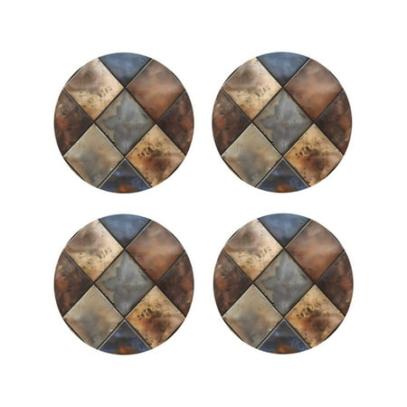 

Matuu Rustic Tile Pattern for Cup Coasters Set of 4 Leather Coasters Desk Coasters for Office Measures 4” x 4”-Round Shape