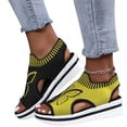 thumbnail image 2 of Domuza Women's Butterfly Knit Wedge Sandals, Breathable Open Toe Slip-On Platform Shoes, Lightweight Comfort Casual Footwear for Summer Outdoor Activities Yellow 6.5（EU-37）, 2 of 6