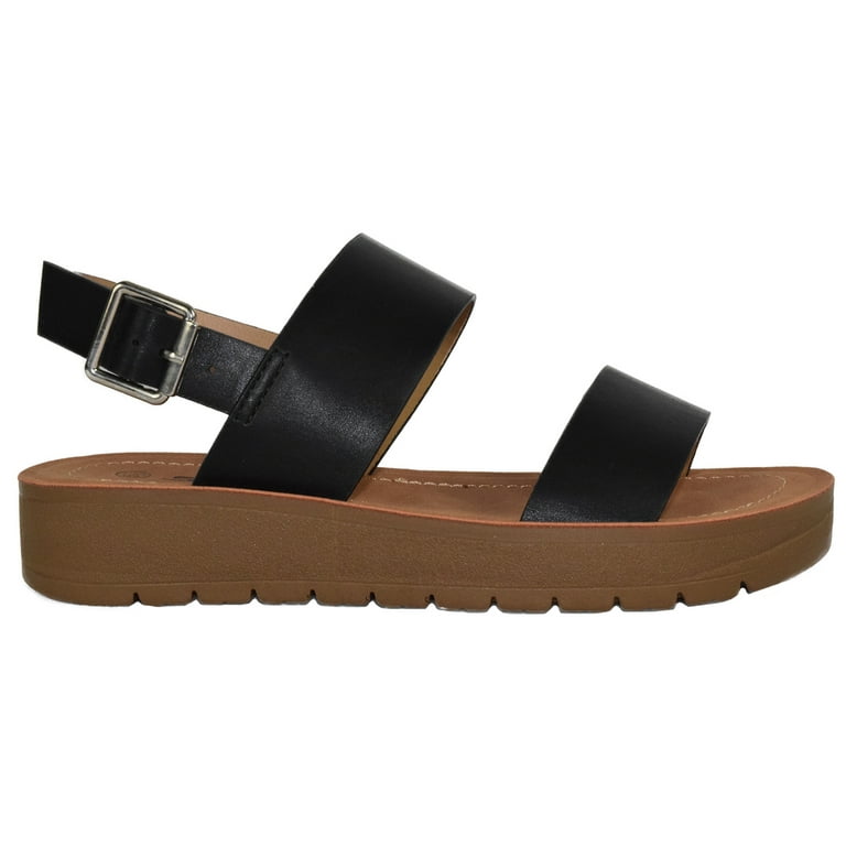 Black Platform Ladies Sandals Soda Black Sandals Soda Shoes