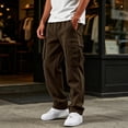 thumbnail image 5 of Men's Heavyweight Cargo Sweatpants Fleece Joggers with Pockets Elastic Waist Casual Athletic Lounge Pants Brown L, 5 of 8