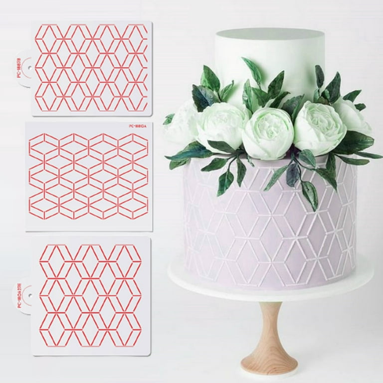Papaba Cake Stencil,6Pcs Cake Stencils Irregular Pattern Cake Printing Tool Food Grade Cake Decorating Templates for Bakery