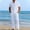White, variant on IROINNID Men's 2 Piece Casual Short Sleeve Button Down Camp Collar Shirt and Drawstring Pants Linen Blend Summer Beach Vacation Outfit