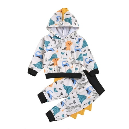 

Dadaria Baby Boys Girls Clothes Newborn Sets 0-24M Infant Dinosaur Print Hoodie Clothes Sweatshirt Tops+Pants Outfits Set White 80 Toddler