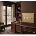 thumbnail image 3 of Rio Salto Heritage Collection Brushed Brass Gold Triple Toggle Light Switch Cover  3-Gang Flip Switch Wall Plate, Oversize 6.94 x 5 in Metal Plate for Luxury Home Dcor Upgrade, 3 of 11