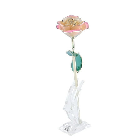 Long Stem Cookie Box - WALFRONT Rose for girl friend,Gift for girl ,Long Stem Dipped 24k Gold Rose in Gift Box with Stand (White-pink Rose with Stand)