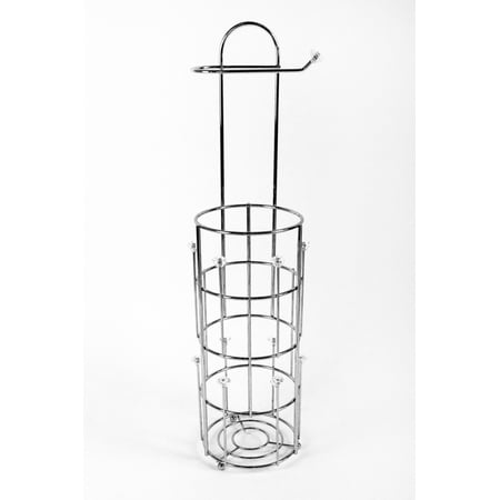- Splash Home Bijou Free Standing Toilet Paper Holder Storage For Bathroom - CHROME