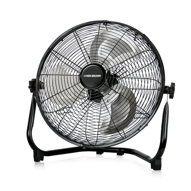 Ventilador de suelo KEN BROWN de alta velocidad, 35,56 cm, 3 velocidades, inclinación 360°