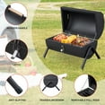 thumbnail image 2 of Portable Charcoal Grill with Thermometer & Wooden Handle, Compact Tabletop Barbecue Grill for Outdoor Camping BBQ Grilling Backyard Party Cooking, 2 of 11