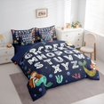 thumbnail image 3 of Homewish English Letters Aplhabet 7 Pieces Bedding Comforter Set,Kids Learning Full Bedding Set,Cute Mermaid Princess Fitted Sheet Flat Sheet For Girls Kids,Breathable Home Decor Reversible, 3 of 8