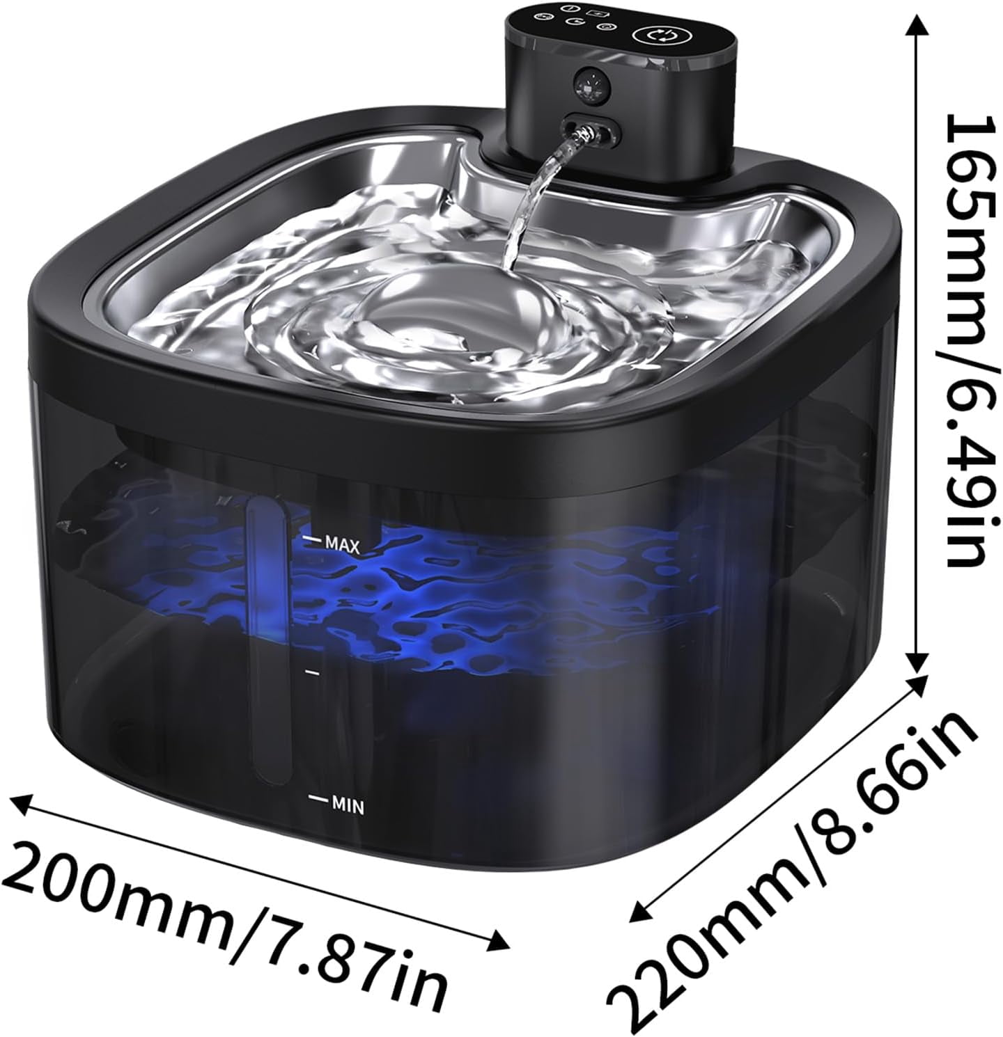 Cordless Battery Operated 118oz/3.5L Pet Water Fountain with Motion Sensor, Stainless Steel Tray, Ultra Quiet and Easy-to-Clean for Cats Indoors