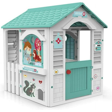 Chico's Veterinary Center Pretend Playhouse for Kids with Working Door, Indoor & Outdoor, Easy Assembly Age 2 