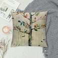 thumbnail image 2 of Shiartex Vintage Rustic Wood Background Forest Trees Decor Throw Pillow Covers Watercolor Love Birds Colorful Feather Flowers Bloom Home Sofa Chair Cushion Case 18x18in, 2 of 5