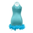 thumbnail image 4 of QHFBli Robes d'Anniversaire pour Femmes Sans Manches à Paillettes en Maille Transparente avec Plumes Robe de Cocktail Tenue de Boîte de Nuit Bleu TG, 4 of 8