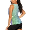 thumbnail image 3 of Balery Beautiful Glitter Camiseta sin mangas estampada ligera para mujer, tops de entrenamiento sin mangas, camisetas de yoga transpirables de secado rápido.-Small, 3 of 7