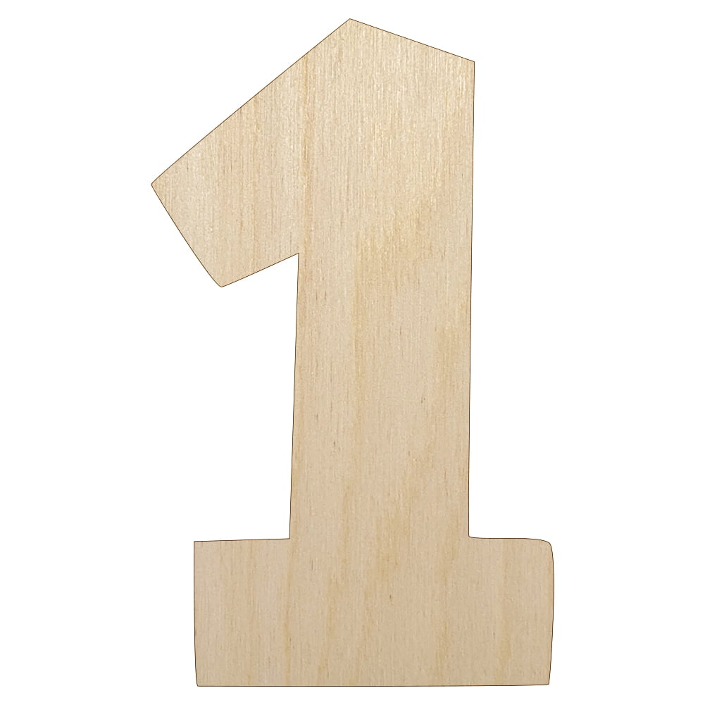 Number 1 One Fun Bold Font Wood Shape Unfinished Piece Cutout Craft DIY