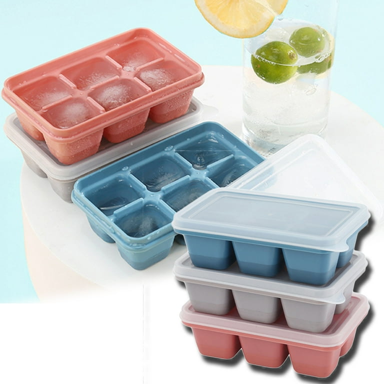 Travelwant 3Pcs Ice Cube Trays with 6 Cavities, Ice Cube Mould with  Spill-Resistant Removable Lids ,Stackable Easy Release,Best Ice Trays for  Freezer, Whiskey, Cocktail-4.96inx2.95inx1.46in 