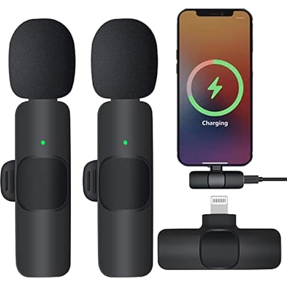 Mini Wireless Lavalier Microphone for iPhone Ipad Tiny Microphone Lapel Mic Plug-Play Small Phone Microphone Cordless Podcast Equipment Bundle for Video Recording/TikTok/Live Stream