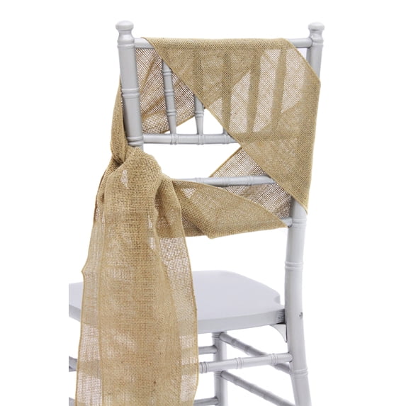 Burlap Chair Sash 7" wide by 108" long Edge: Serge over-locked - Natural Tan, 1 Piece