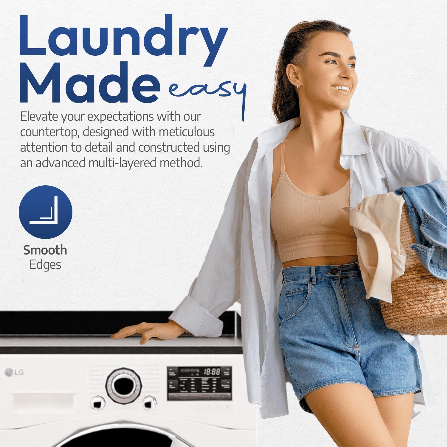 OfficeSimpli Washer Dryer Countertop w Non-Slip Pads, Made in USA, Laundry Room Wood Topper, Washer Dryer Cover for Top, Laundry Guard, Laundry Countertop, Laminate Finish, (Black), Large