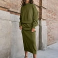 thumbnail image 2 of Weiqiqre Womens Fall Sweaters 2-piece Set Long Sleeve Solid Ribbed Knit Oversized Pullover Sweater Side Pocket Casual Fashion Dress, 2 of 10
