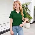 thumbnail image 4 of XADYUY Girls Golf Shirts 12-14 Short Sleeve V-Neck Polo Shirt Quick Dry Solid Color School Uniform Quick Dry Collared Tshirts for Kids Girls,Dark Green,9-10Years, 4 of 5