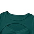 thumbnail image 5 of IWEMEK Women Crop Tops Summer Short Sleeve T Shirts Ribbed Knit Slim Stretch Top Casual Trendy Pure Green Tees, 5 of 7