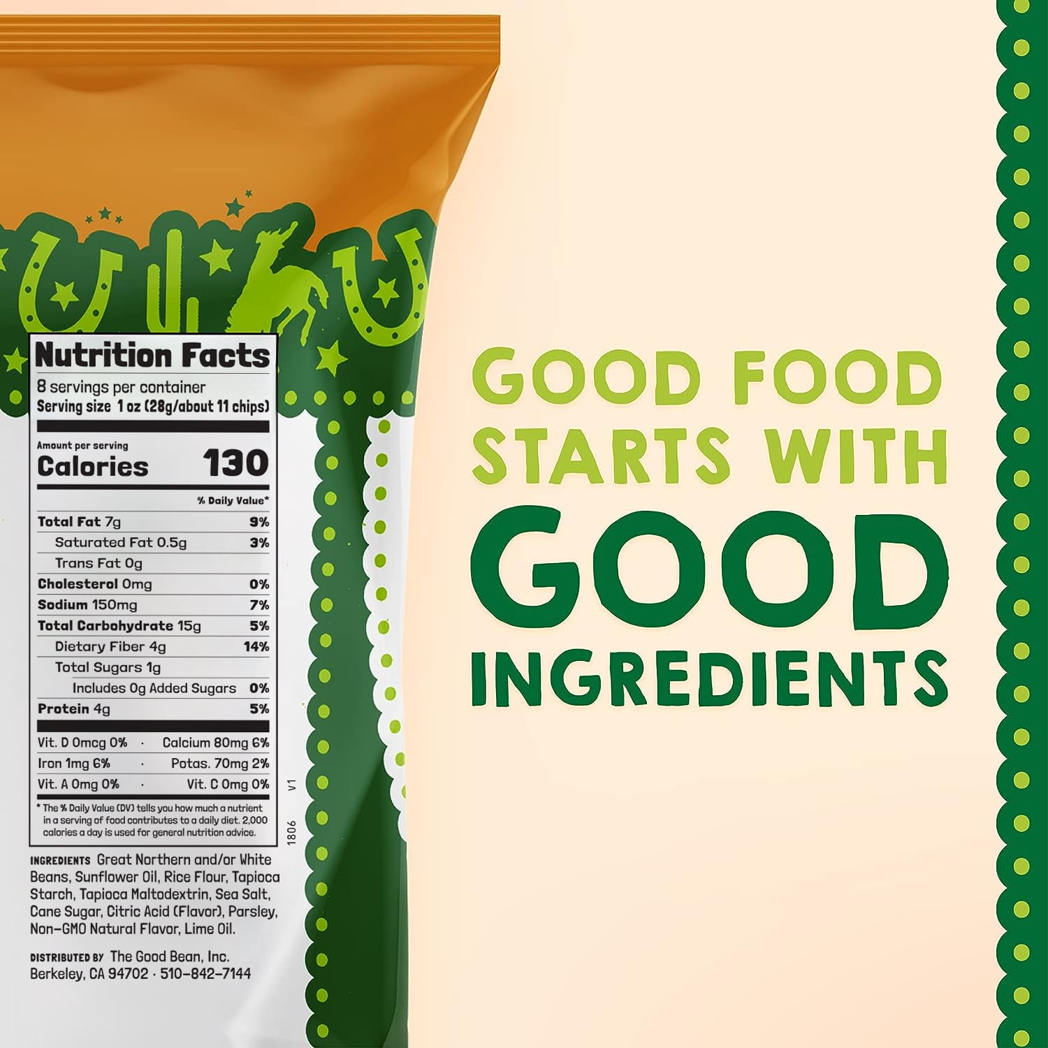 (3 pack) Beanitos Hint of Lime White Bean Tortilla Chips 8oz