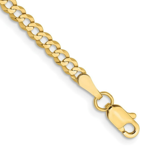 Auriga Fine Jewelry 10K Yellow Gold 3.1mm Lightweight Flat Cuban 9inch Chain Anklet for Women