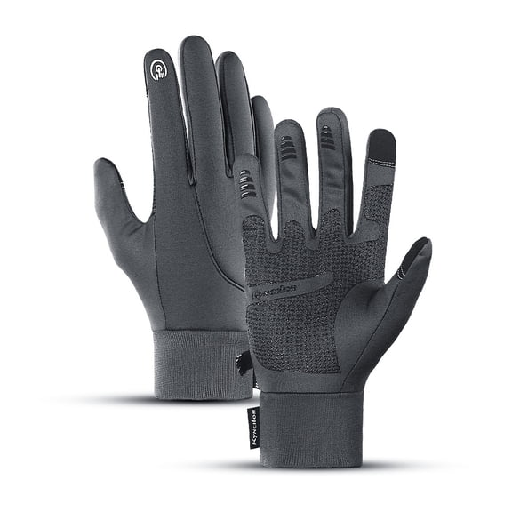Outdoor Autumn And Winter Men's And Women's Warm Touch Screen Thickened Cold-proof Wind-proof Water-splashing Sports Riding Gloves Gray S
