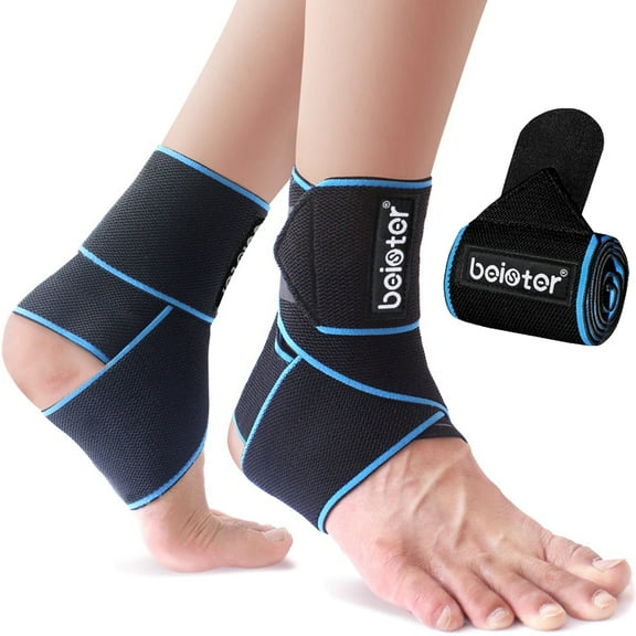 beister Adjustable Compression Ankle Brace (1-Pair) - Medical Grade Support for Sprains, Plantar Fasciitis & Achilles Tendonitis - Breathable Elastic Sleeve for Sports/Recovery - Men & Women