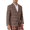 thumbnail image 1 of Blazers de cuadros INSPIRE CHIC para hombres con patrón de bloques de color, 1 of 6