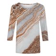 thumbnail image 3 of UPPADA 3/4 Blouses Grande Taille pour Femmes Manches Imprimé Floral Teinture Tee-Shirts Décontractés Tendance Col Rond Confortable Pull Tops Blouses Mignonnes d'Été Tops Manches 3/4 pour Femmes Offres, 3 of 5
